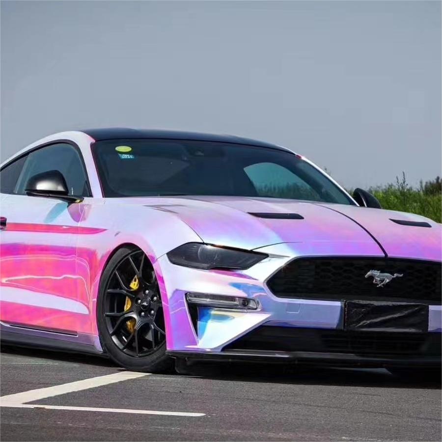 Holographic Chrome Rainbow White Car Vinyl Wrap (Non-Stretchable)