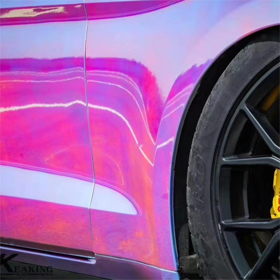 Holographic Chrome Rainbow White Car Vinyl Wrap (Non-Stretchable)