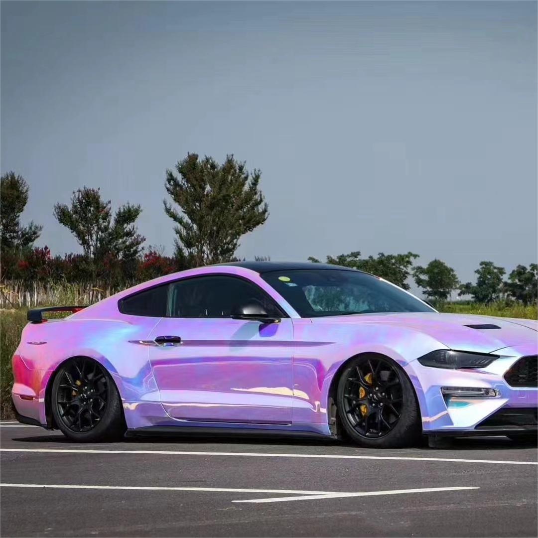 Holographic Chrome Rainbow White Car Vinyl Wrap (Non-Stretchable)