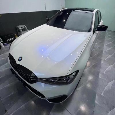 Glossy White to Blue Car Vinyl Wrap 02