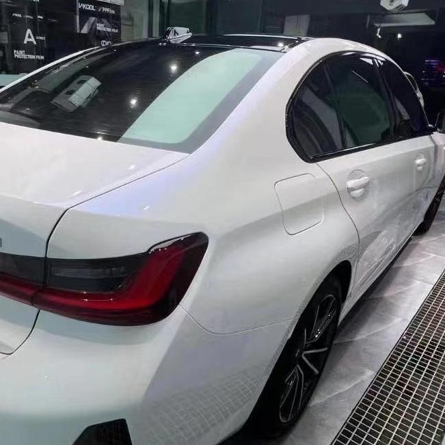 Glossy White to Blue Car Vinyl Wrap