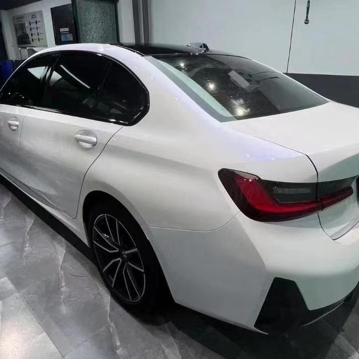 Glossy White to Blue Car Vinyl Wrap