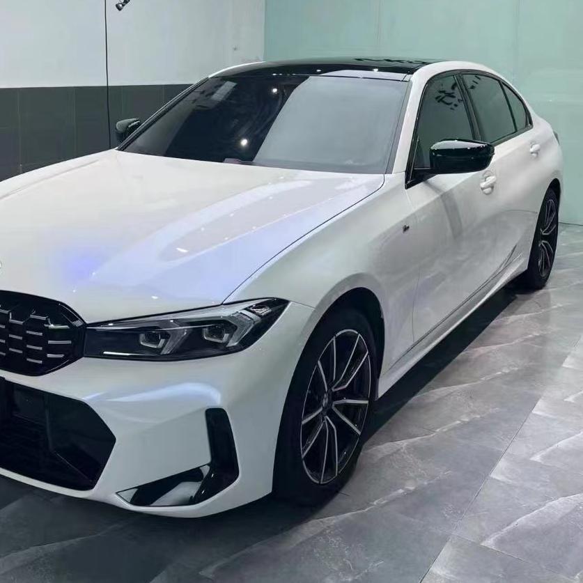 Glossy White to Blue Car Vinyl Wrap