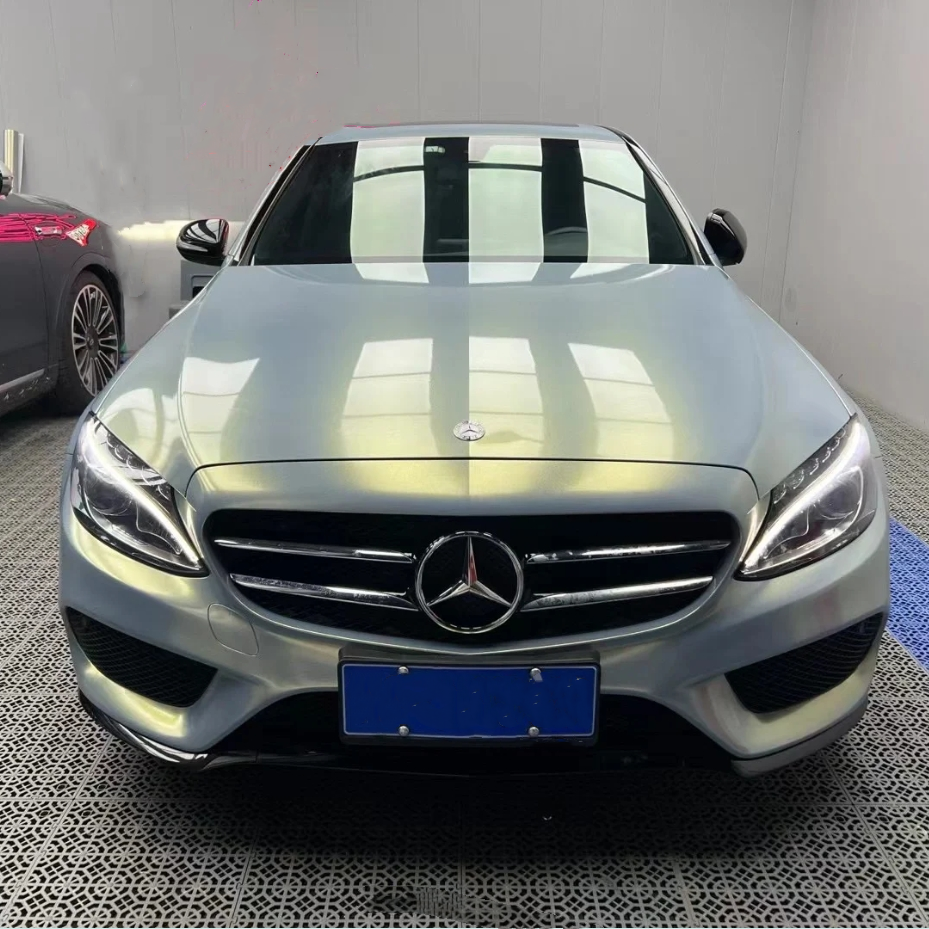 Glossy Diamond Grey Gold Car Vinyl Wrap