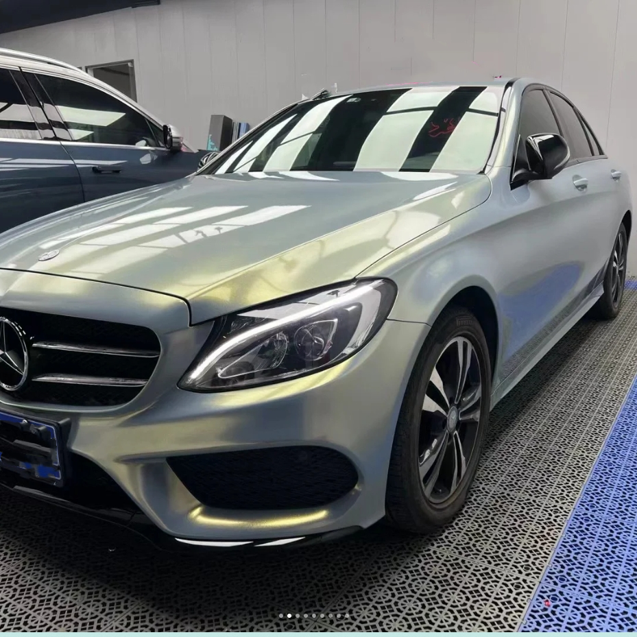 Glossy Diamond Grey Gold Car Vinyl Wrap