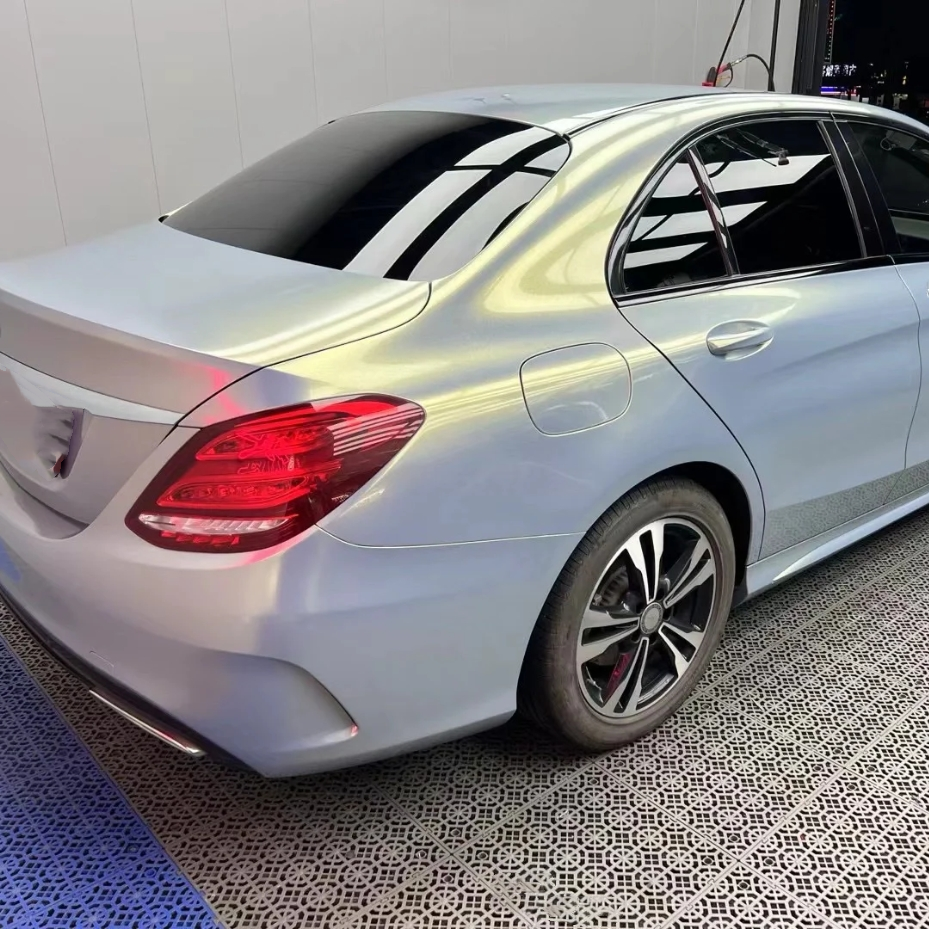 Glossy Diamond Grey Gold Car Vinyl Wrap