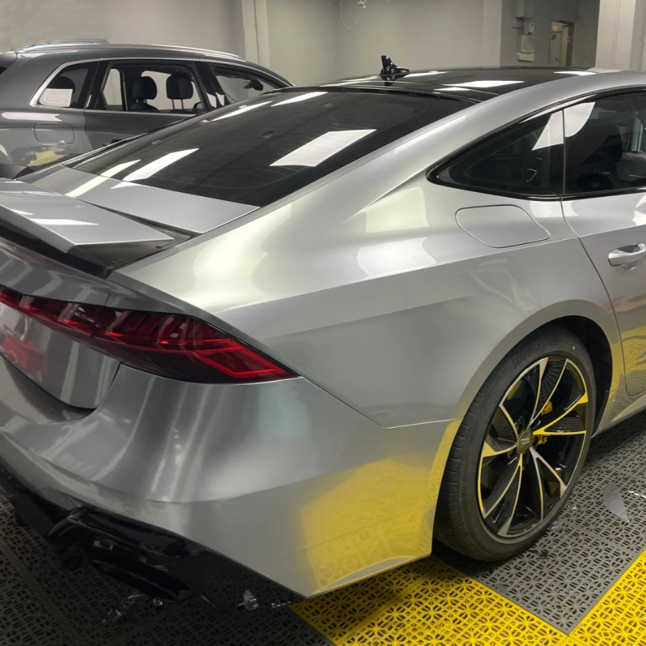 PET Fleuret Silver Car Vinyl Wrap