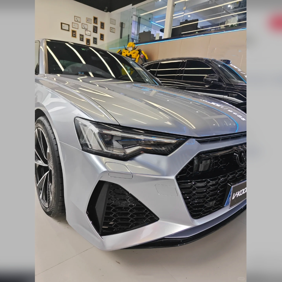 PET Fleuret Silver Car Vinyl Wrap