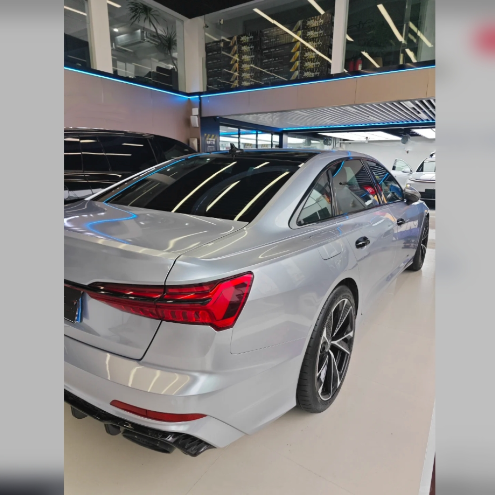 PET Fleuret Silver Car Vinyl Wrap