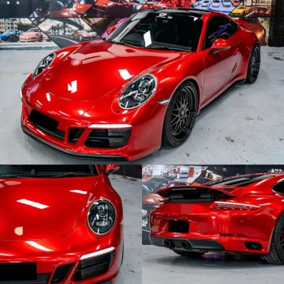 Gloss Metallic Vampire Red Car Vinyl Wrap 02