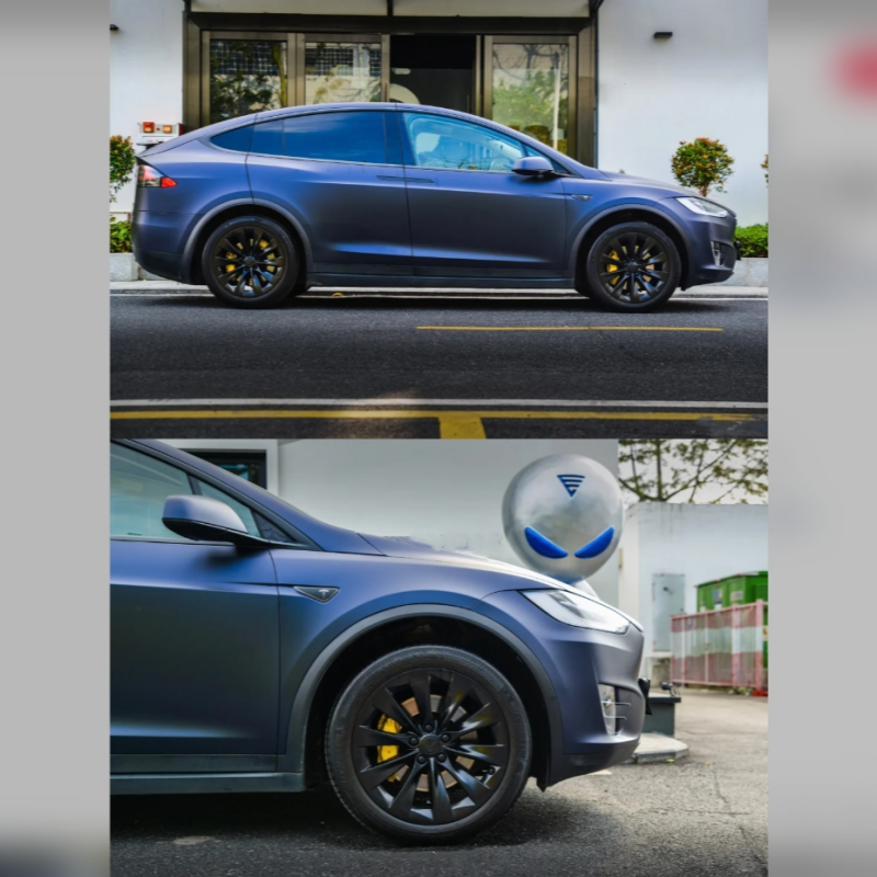 Ultra-Matte Black Blue Car Vinyl Wrap