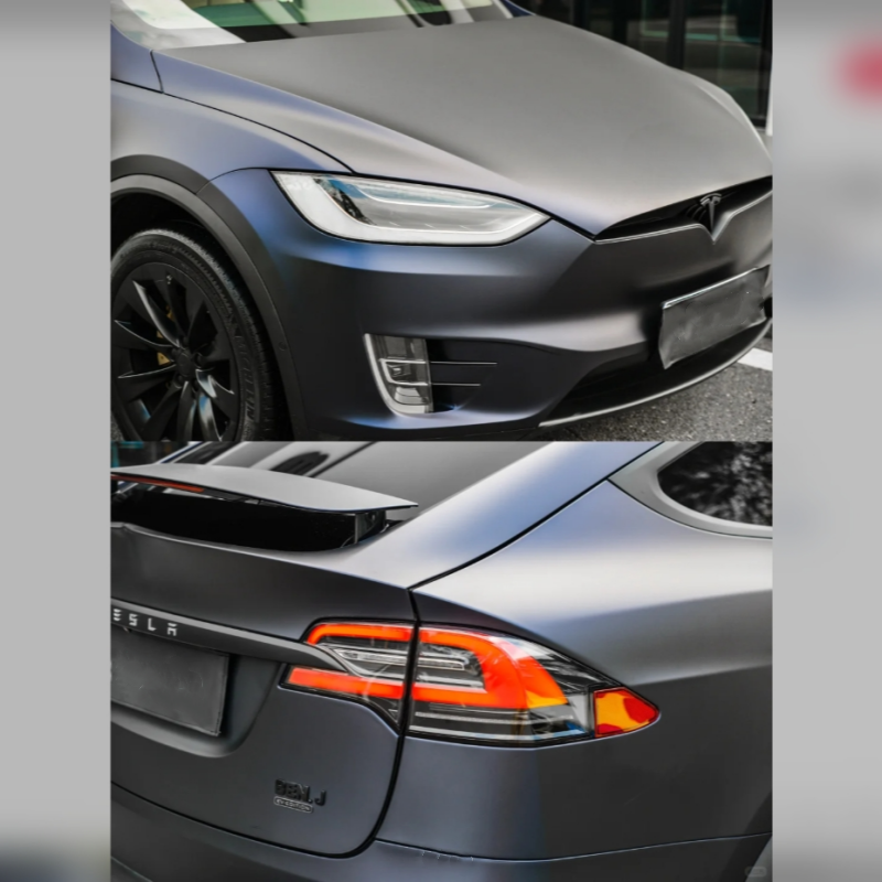 Ultra-Matte Black Blue Car Vinyl Wrap