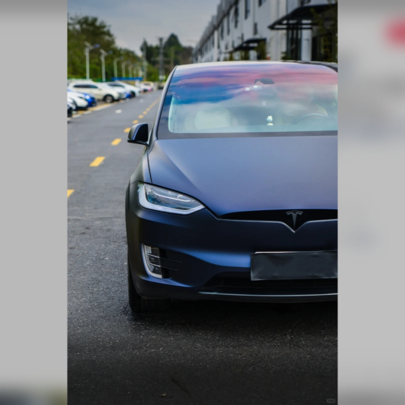 Ultra-Matte Black Blue Car Vinyl Wrap