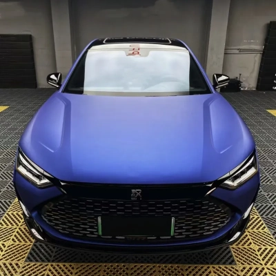 Ultra-Matte Metal Blue Car Vinyl Wrap 02