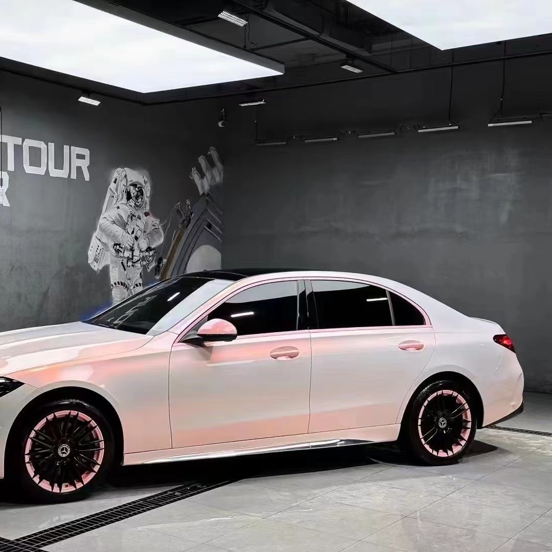 Benz Gloss Flower Yue Fen Diamond Pollen Pink Car Vinyl Wrap
