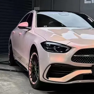 Benz Gloss Flower Yue Fen Diamond Pollen Pink Car Vinyl Wrap 02