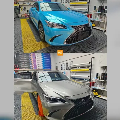 Magic Gold Sky Blue Car Vinyl Wrap 02