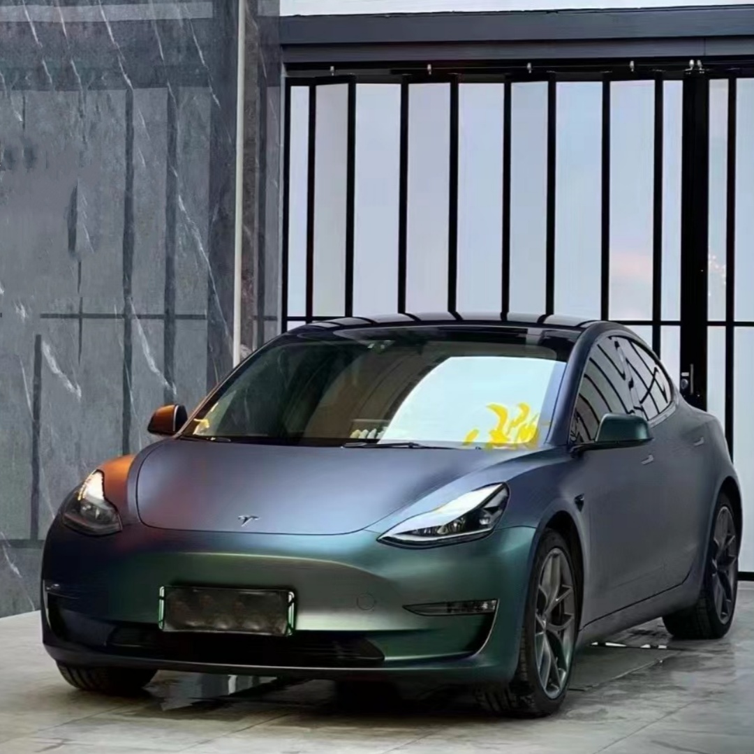 Tesla Ultra-Matte Diamond Aurora Green Car Vinyl Wrap