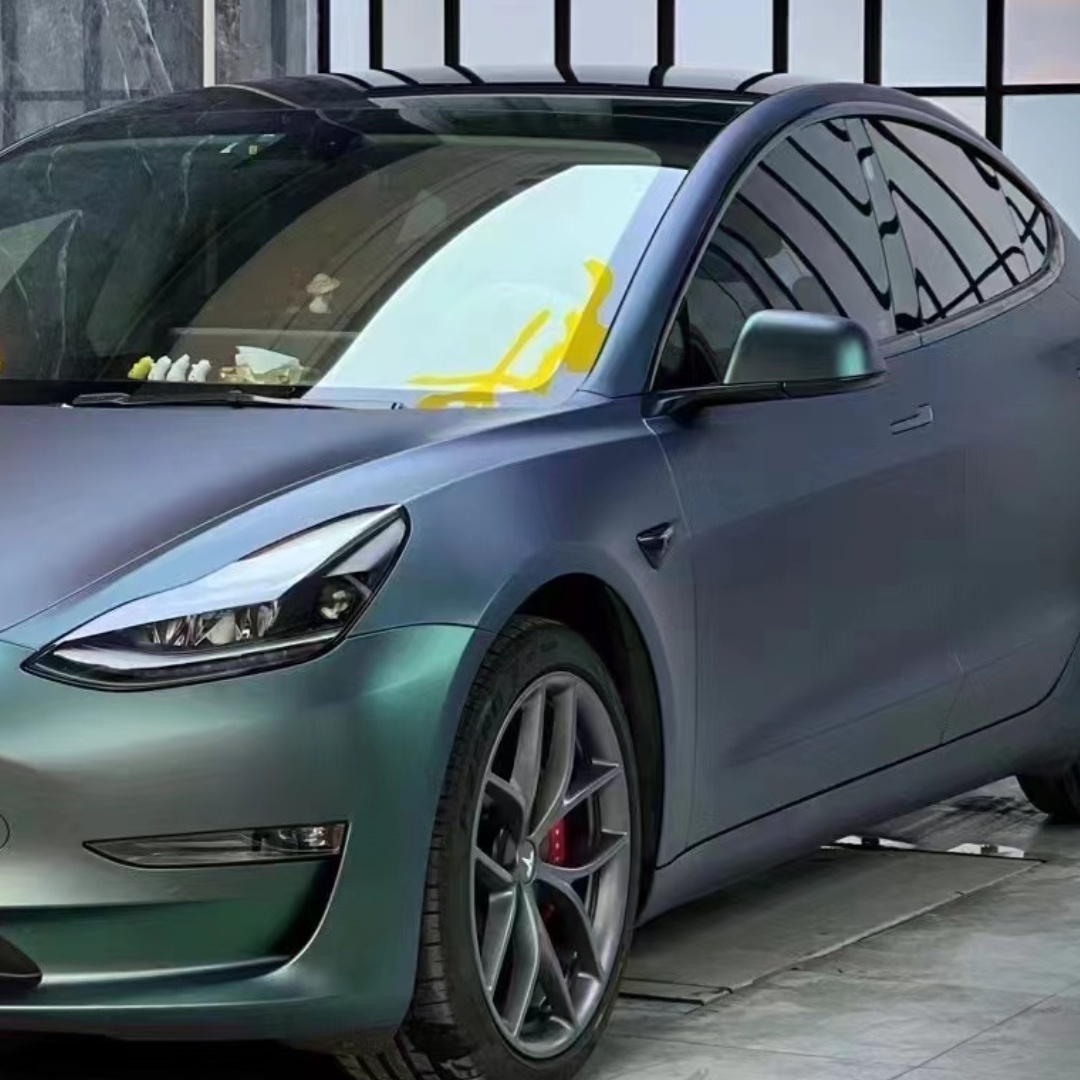 Tesla Ultra-Matte Diamond Aurora Green Car Vinyl Wrap