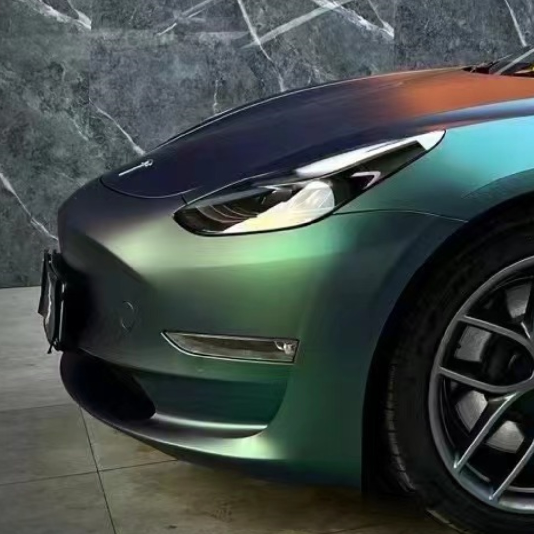 Tesla Ultra-Matte Diamond Aurora Green Car Vinyl Wrap