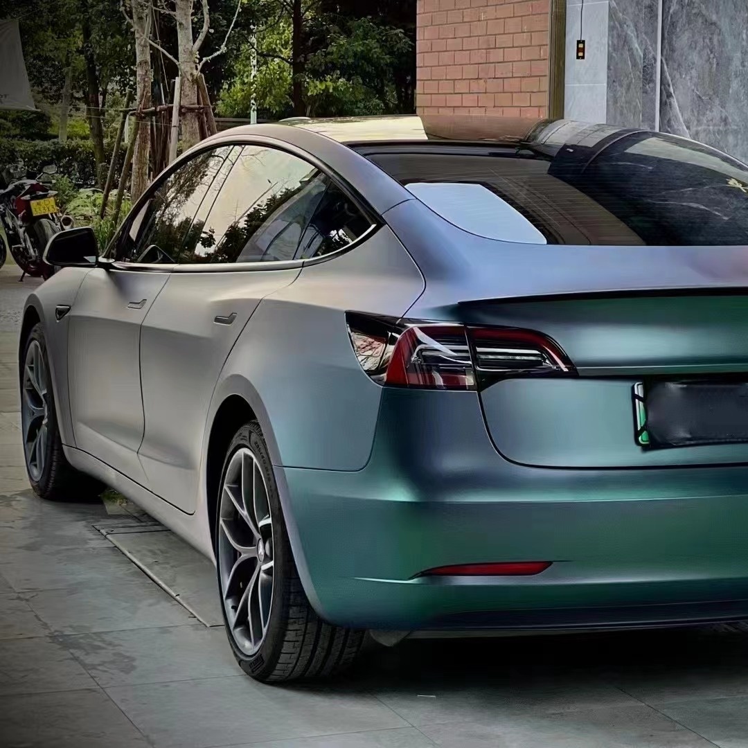 Tesla Ultra-Matte Diamond Aurora Green Car Vinyl Wrap
