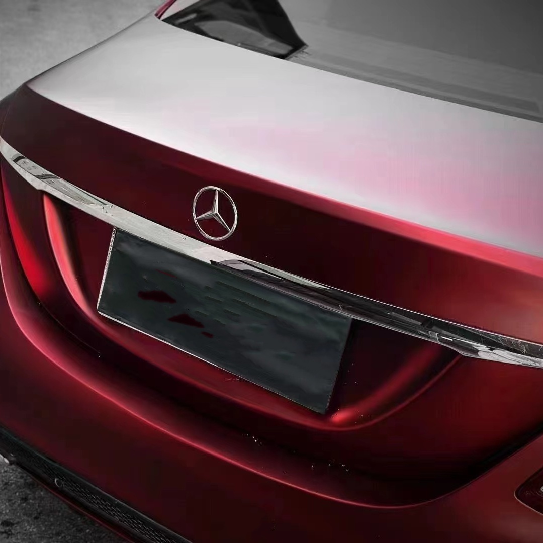 Benz Matte PET Metallic Romance Red Car Vinyl Wrap 2
