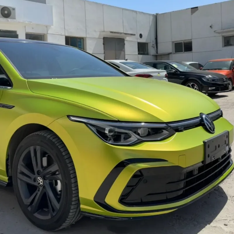 Pure Metal Lemon Green Car Vinyl Wrap