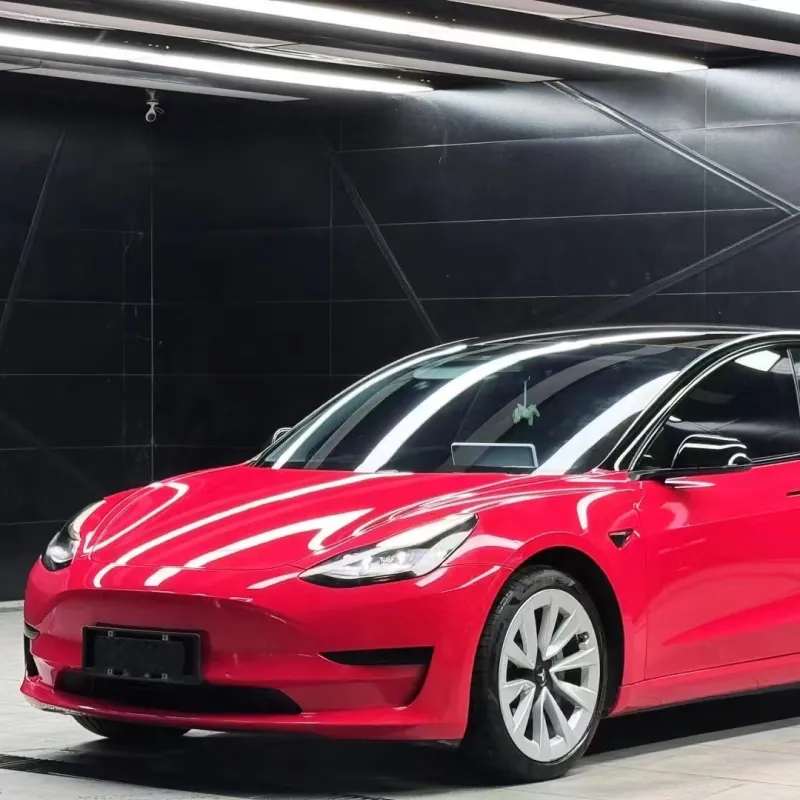 Tesla Glossy Strawberry Red Car Vinyl Wrap