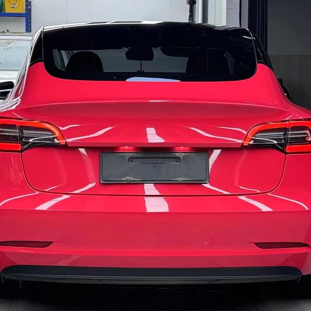Tesla Glossy Strawberry Red Car Vinyl Wrap