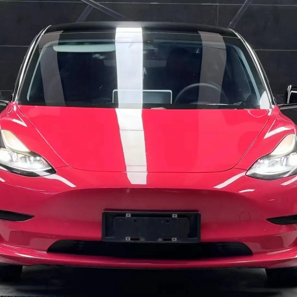 Tesla Glossy Strawberry Red Car Vinyl Wrap