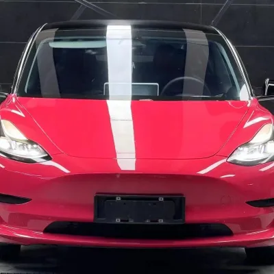 Tesla Glossy Strawberry Red Car Vinyl Wrap 02
