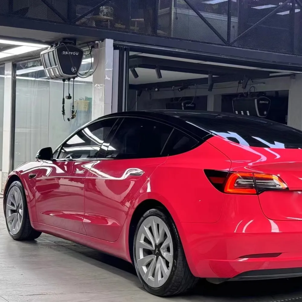 Tesla Glossy Strawberry Red Car Vinyl Wrap