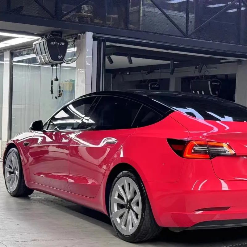 Tesla Glossy Strawberry Red Car Vinyl Wrap