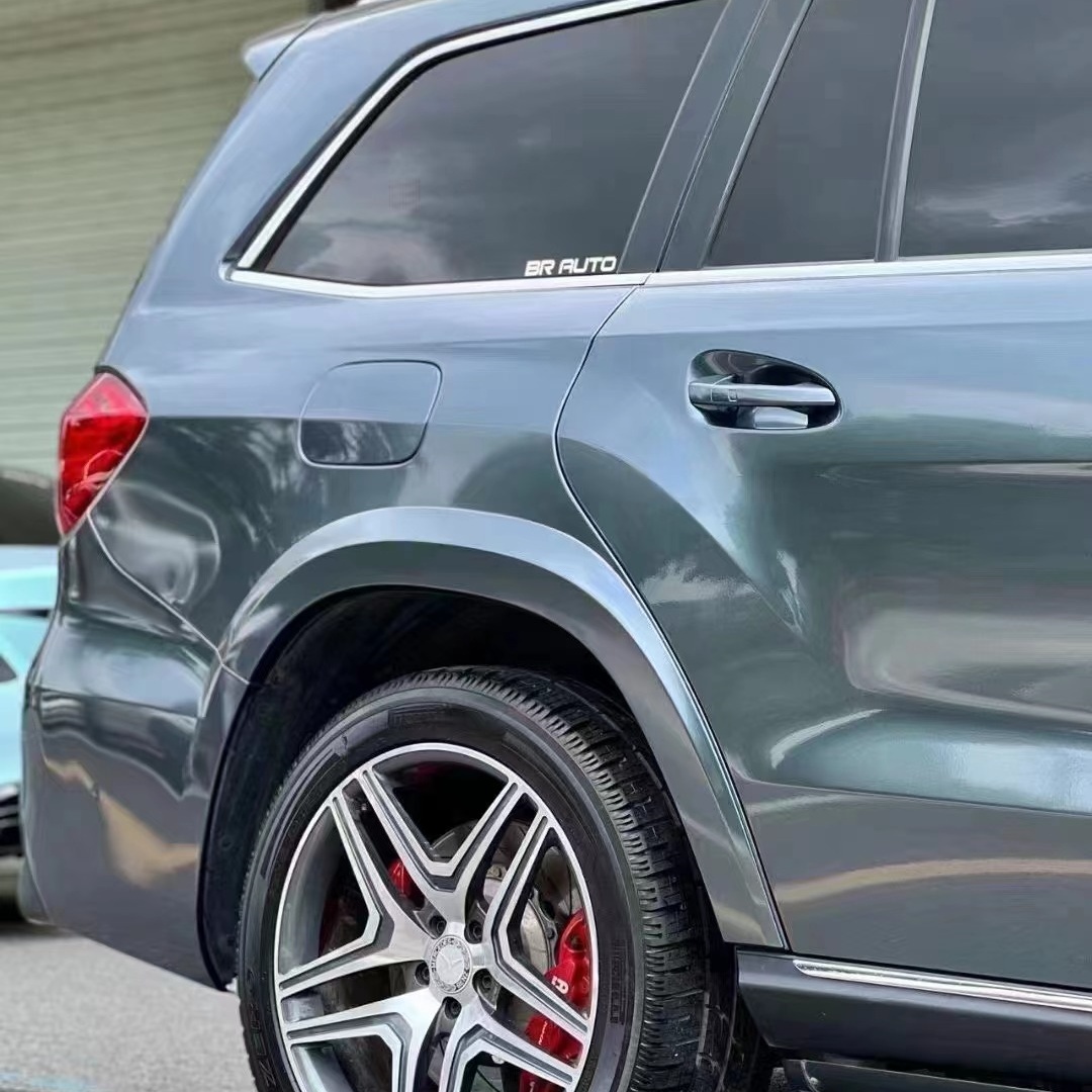 Benz Gloss PET Liquid Lime Grey Car Vinyl Wrap