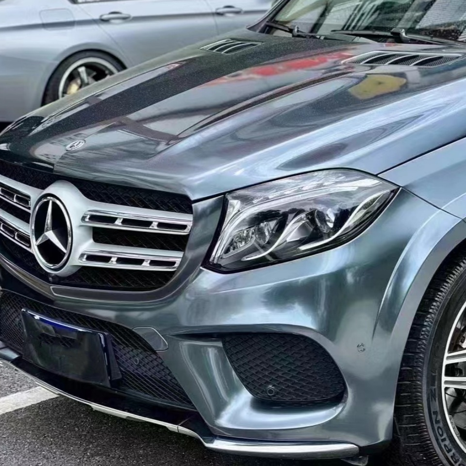 Benz Gloss PET Liquid Lime Grey Car Vinyl Wrap