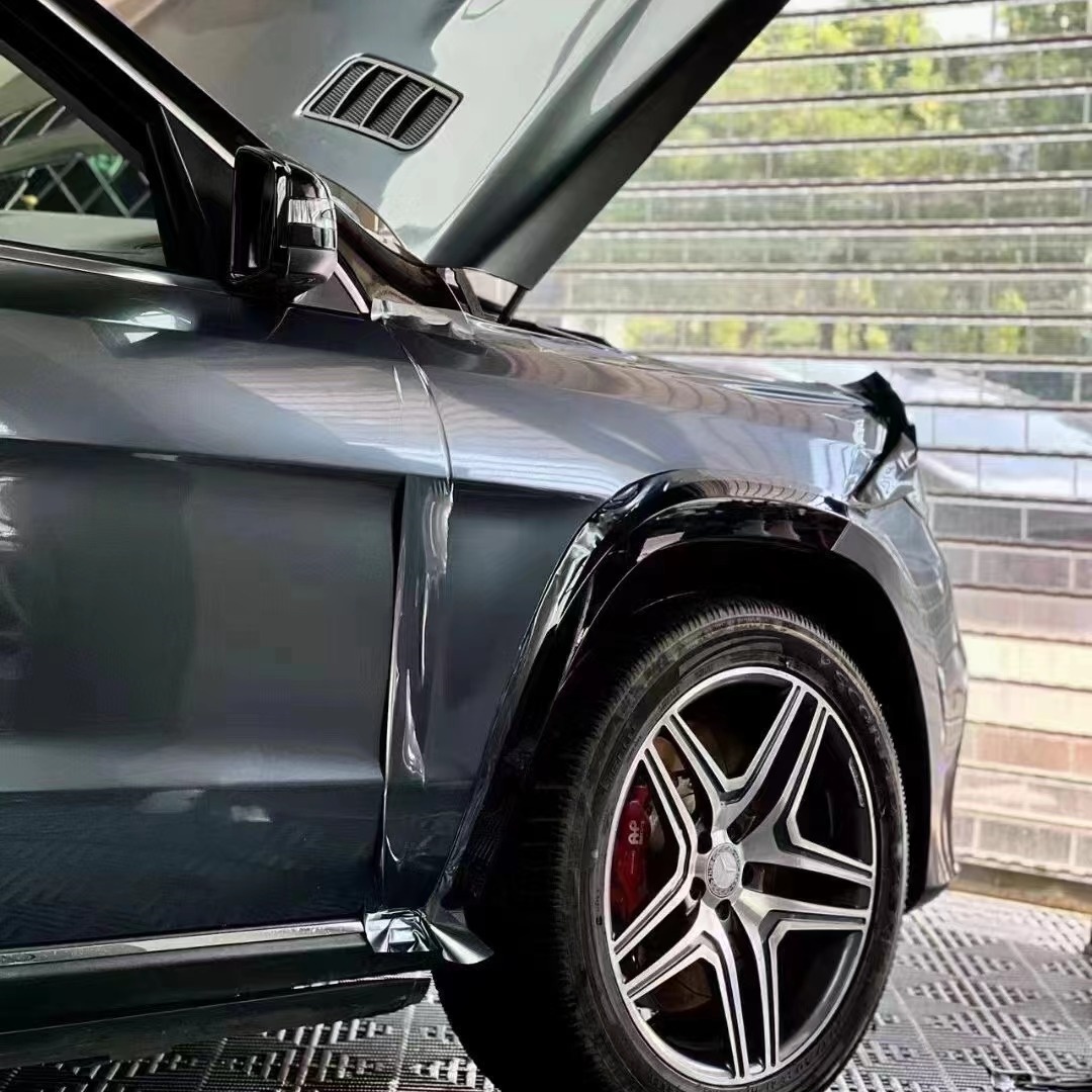 Benz Gloss PET Liquid Lime Grey Car Vinyl Wrap