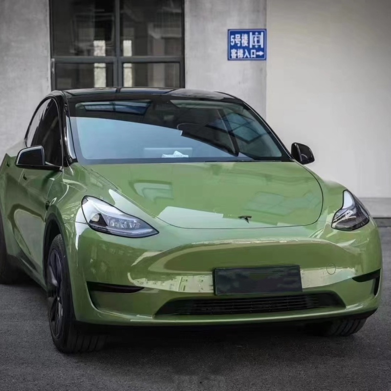 Tesla Gloss Racing Green Car Vinyl Wrap