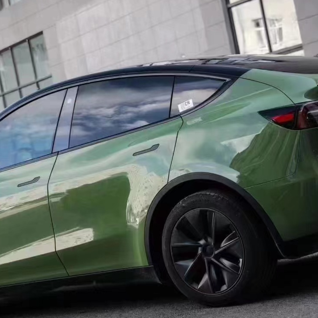 Tesla Gloss Racing Green Car Vinyl Wrap
