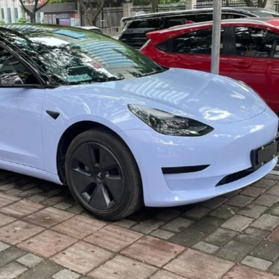 Macaron Baby Blue Car Vinyl Wrap 02