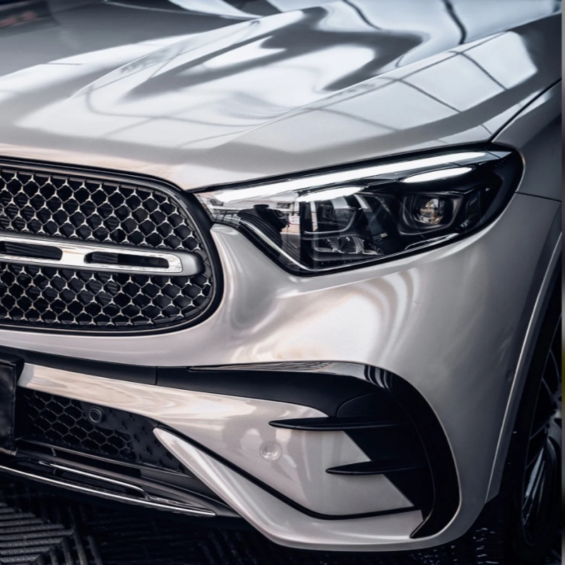 Glossy Brilliant Silver Car Vinyl Wrap