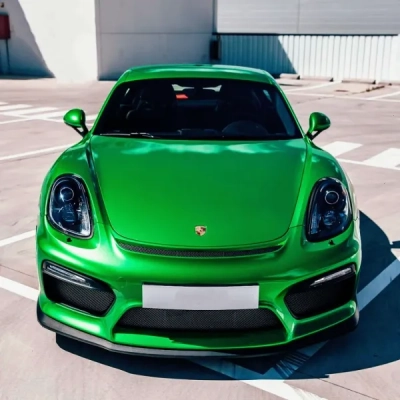 Porsche Glossy Metal Flame Green Car Vinyl Wrap 02
