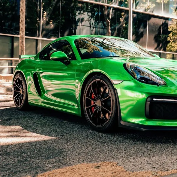 Porsche Glossy Metal Flame Green Car Vinyl Wrap