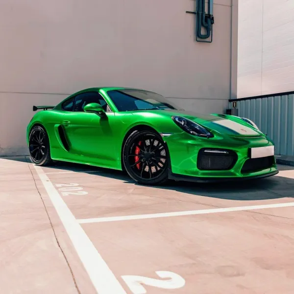 Porsche Glossy Metal Flame Green Car Vinyl Wrap