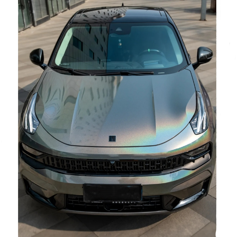 Glossy Laser Grey Car Vinyl Wrap