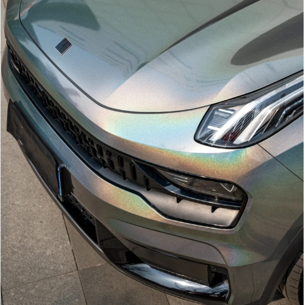 Glossy Laser Grey Car Vinyl Wrap