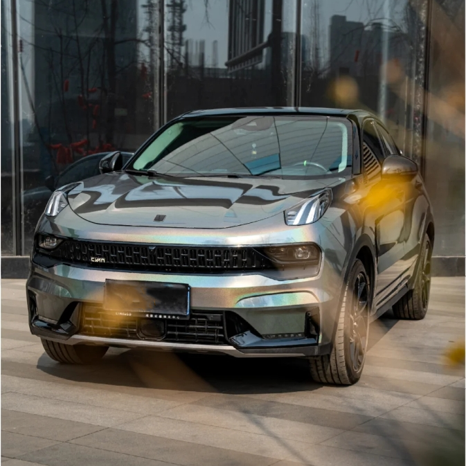 Glossy Laser Grey Car Vinyl Wrap