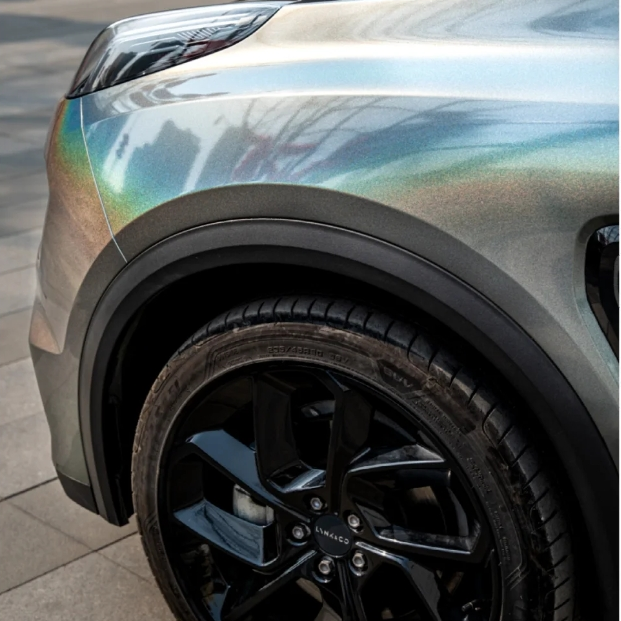 Glossy Laser Grey Car Vinyl Wrap