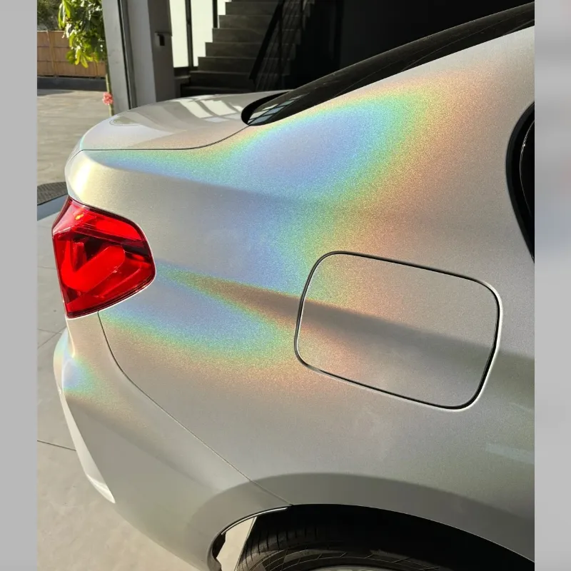 Glossy Laser White Car Vinyl Wrap