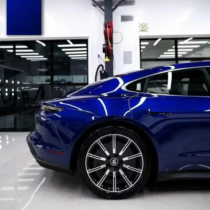 Porsche BMW Gloss PET Gentian Blue Car Vinyl Wrap