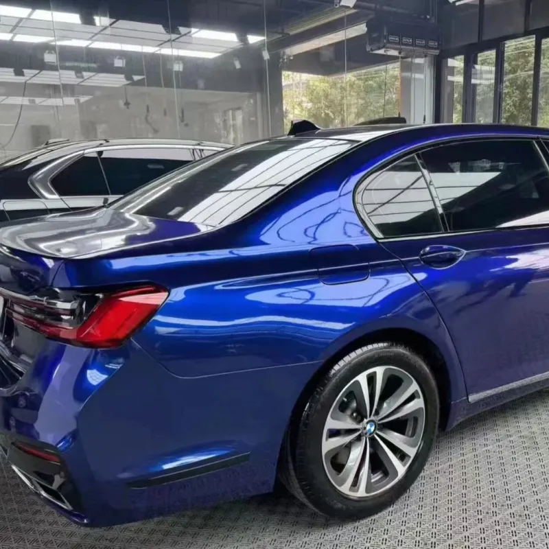 Porsche BMW Gloss PET Gentian Blue Car Vinyl Wrap